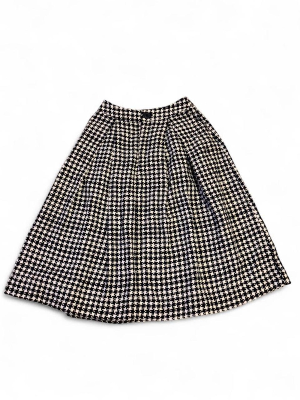 Who What Wear Black and White Houndstooth Midi Skirt